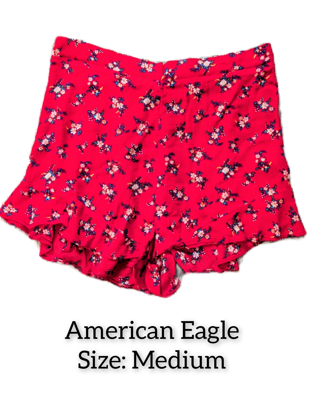 3/$15 American Eagle Outfitters Red Floral Smocked Waist Shorts